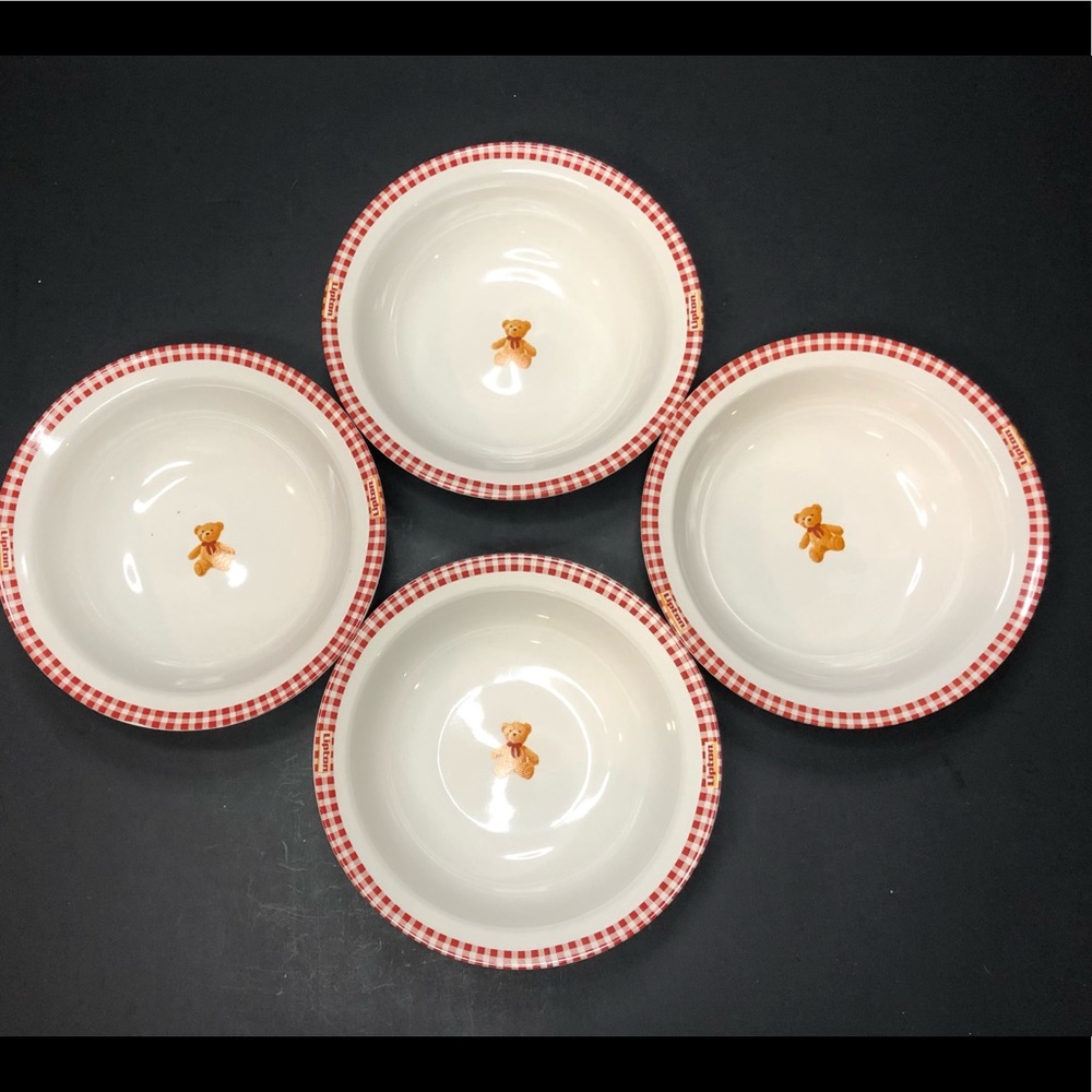 Lot of 4 Lipton Soup Bear Soup Bowls. Exclusively from Lipton & Gund.
